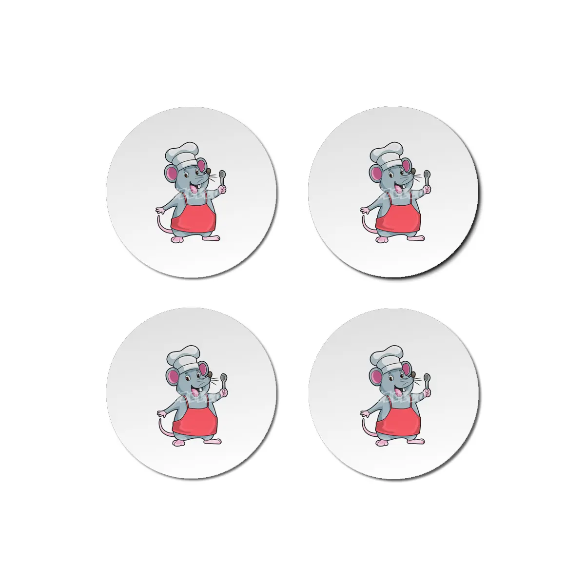 Rat as Chef with Cooking apron & Wooden spoon Bardak Altlığı