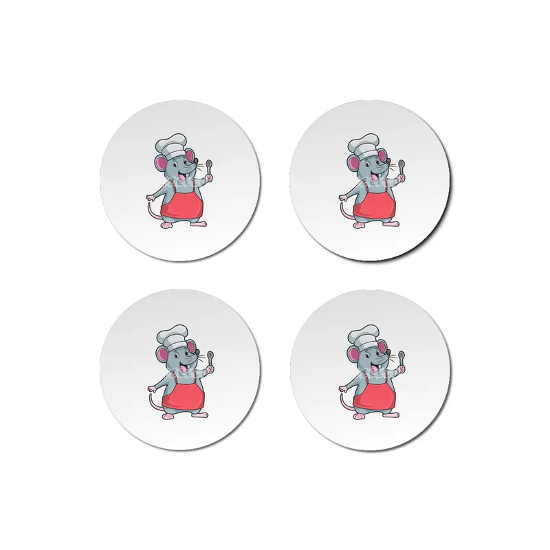 Rat as Chef with Cooking apron & Wooden spoon Bardak Altlığı