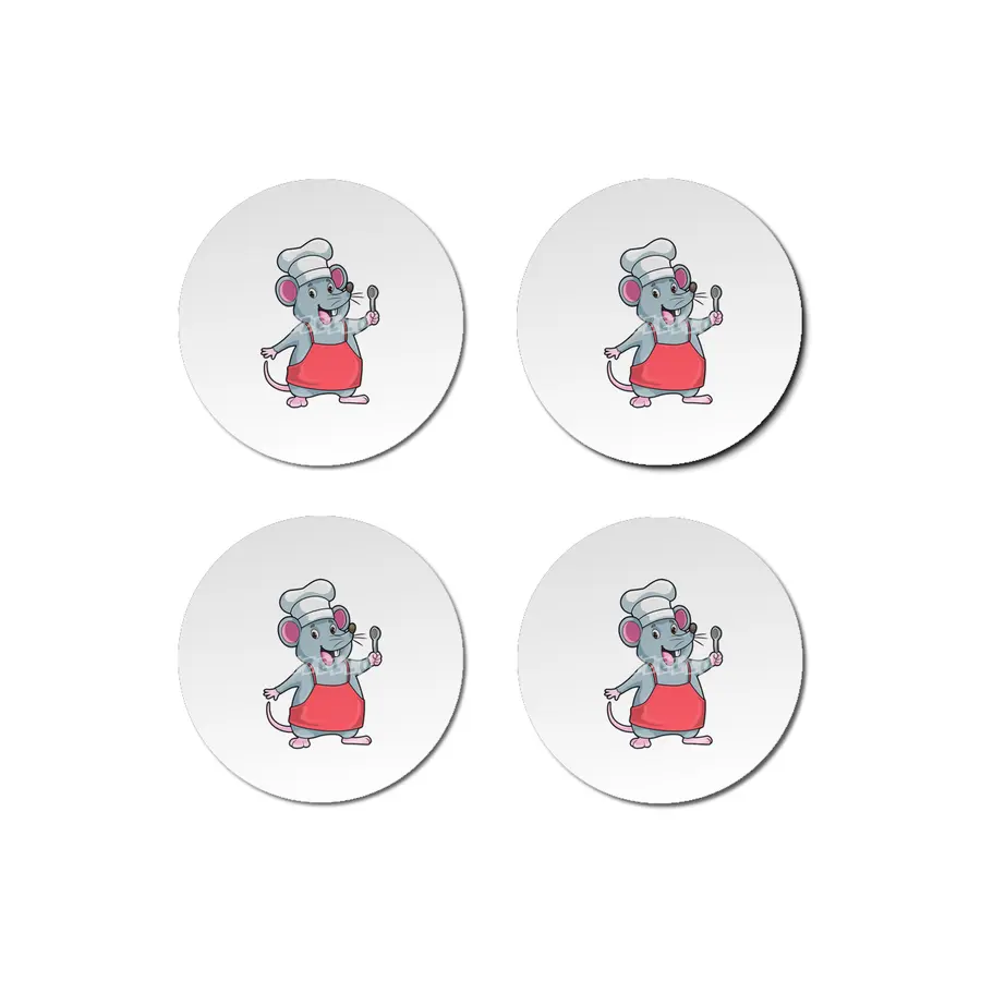 Rat as Chef with Cooking apron & Wooden spoon Bardak Altlığı