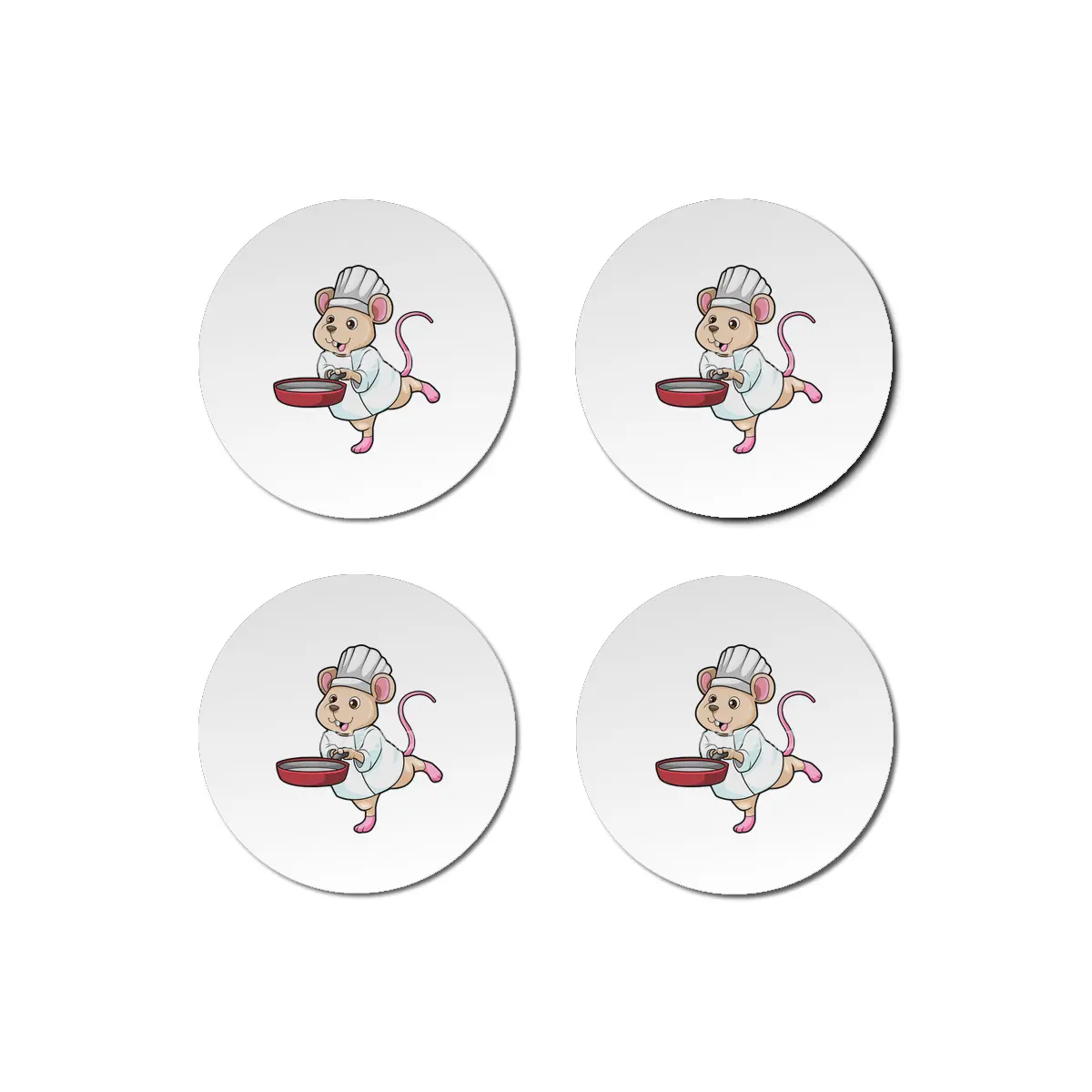 Rat as Cook with Pan & Cooking hat Bardak Altlığı