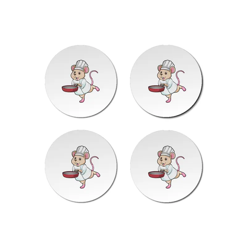 Rat as Cook with Pan & Cooking hat Bardak Altlığı