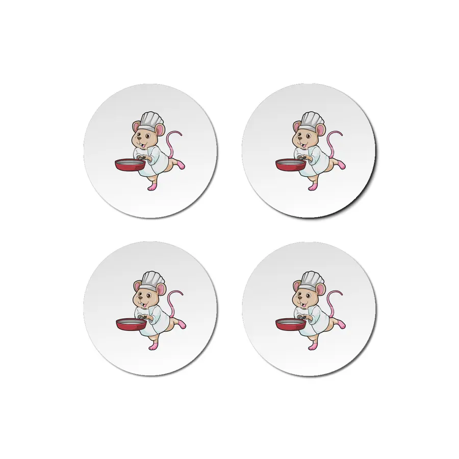 Rat as Cook with Pan & Cooking hat Bardak Altlığı
