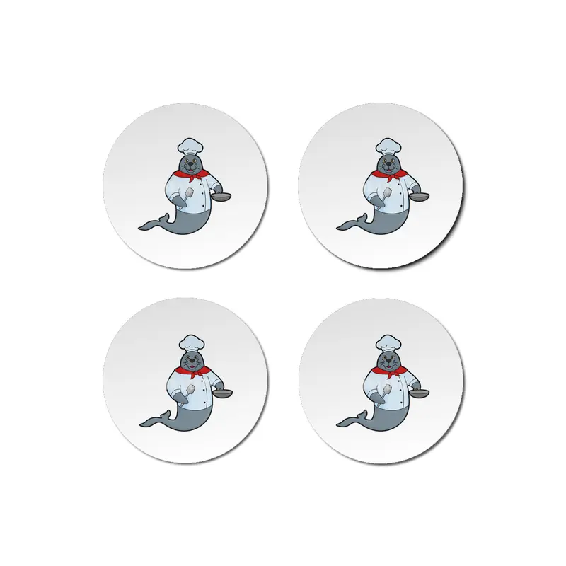 Seal as Cook with Pan & Spatula Bardak Altlığı