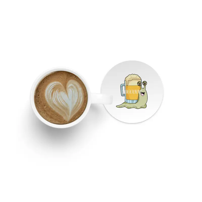 Snail with Glass of Beer Bardak Altlığı