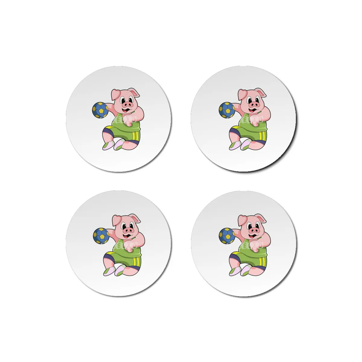 Pig as Handball player with Handball Bardak Altlığı