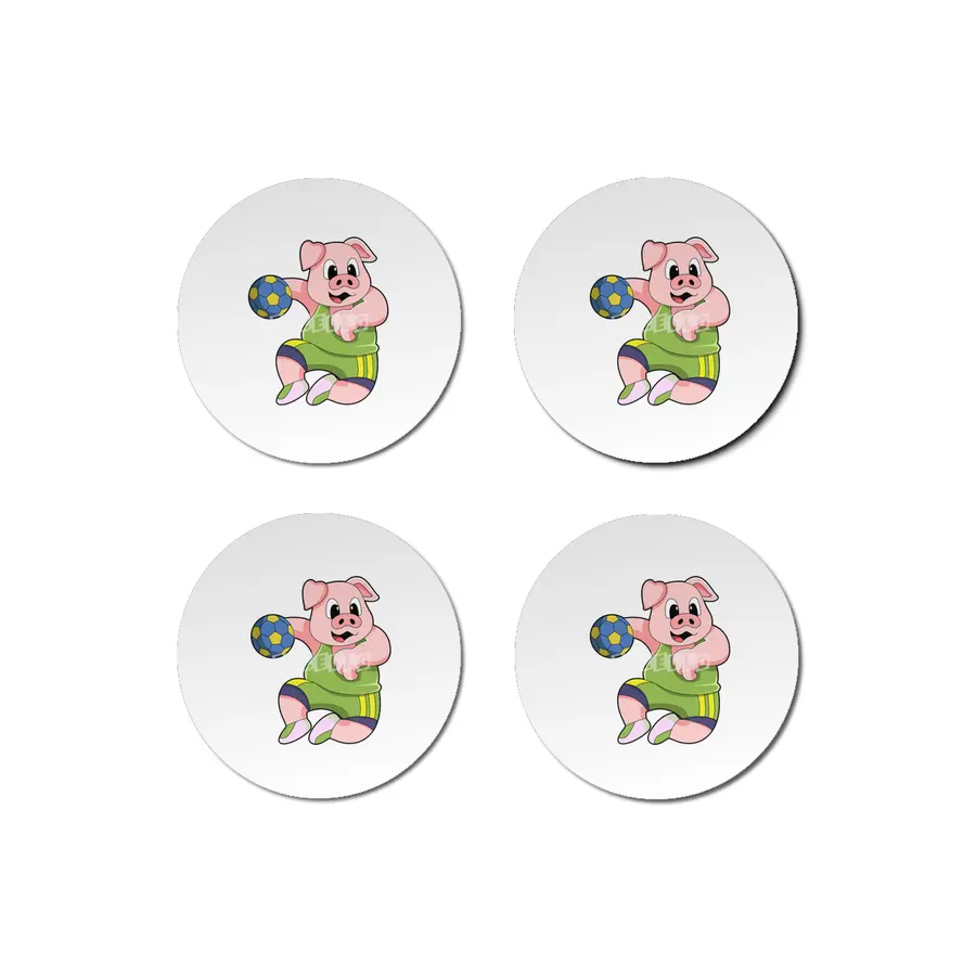 Pig as Handball player with Handball Bardak Altlığı