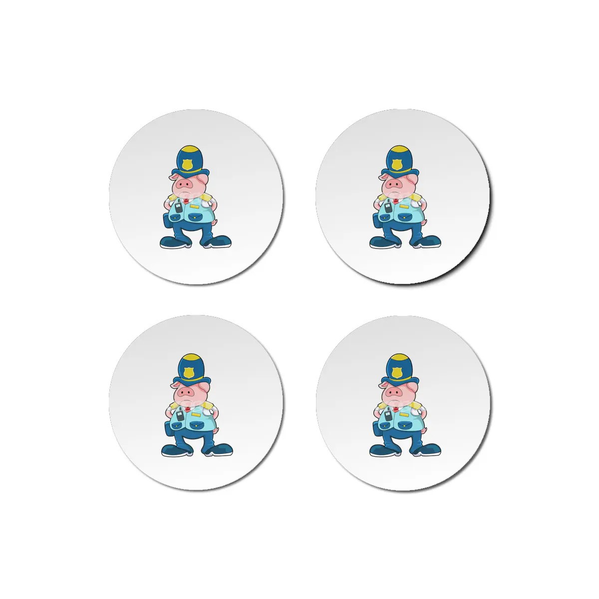 Pig as Police officer with Police Uniform & Hat Bardak Altlığı