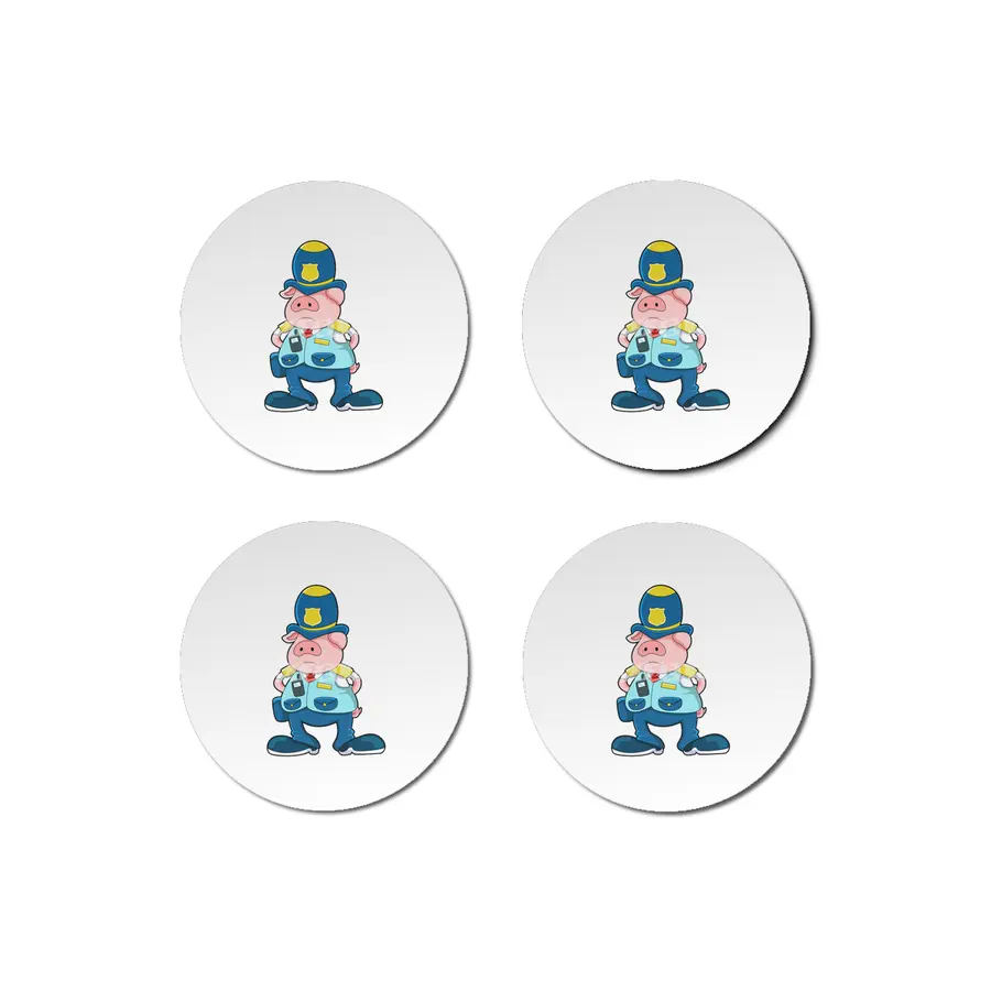Pig as Police officer with Police Uniform & Hat Bardak Altlığı