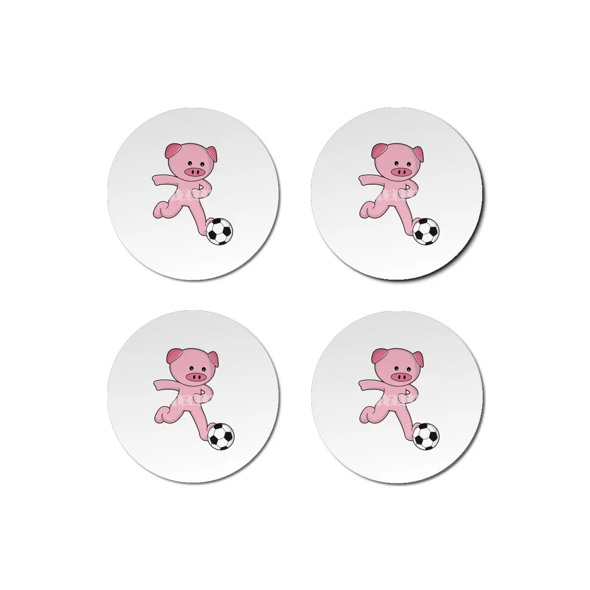 Pig as Soccer player with Soccer ball Bardak Altlığı