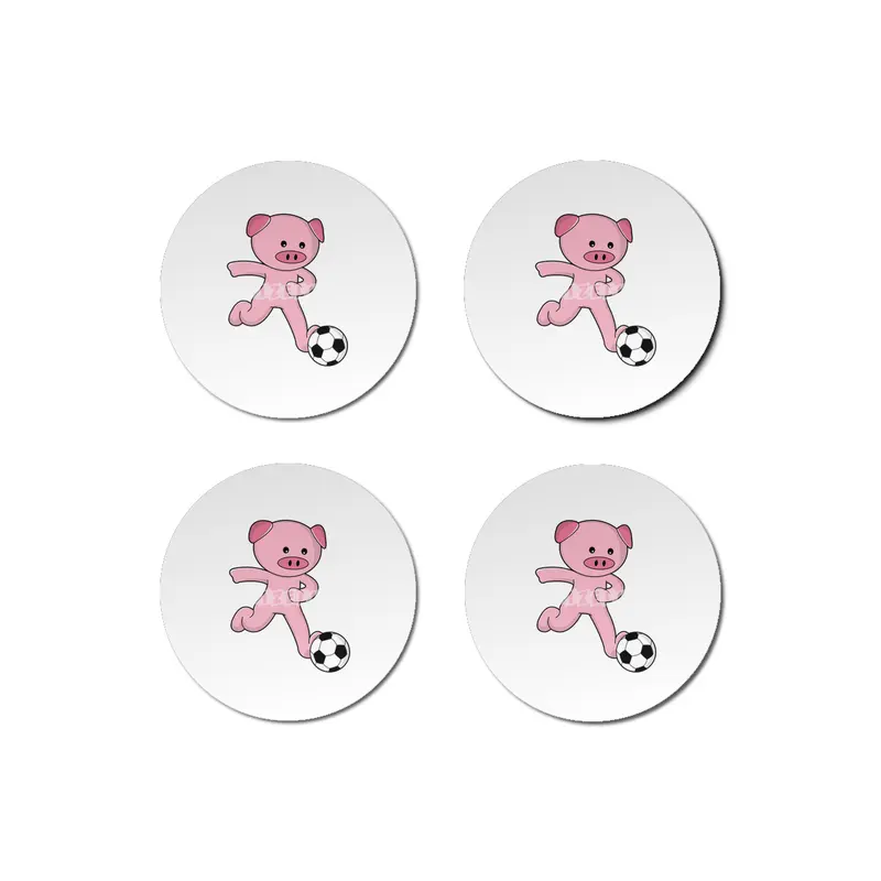 Pig as Soccer player with Soccer ball Bardak Altlığı