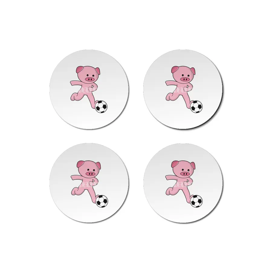 Pig as Soccer player with Soccer ball Bardak Altlığı