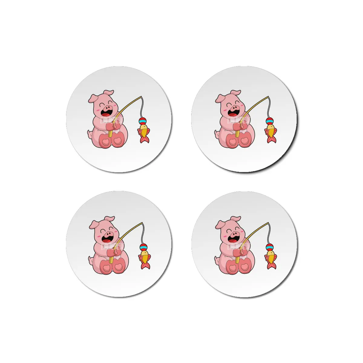 Pig at Fishing with Fish Bardak Altlığı