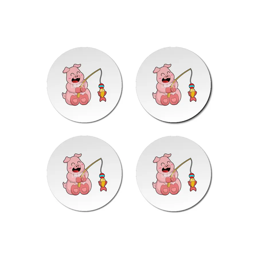 Pig at Fishing with Fish Bardak Altlığı