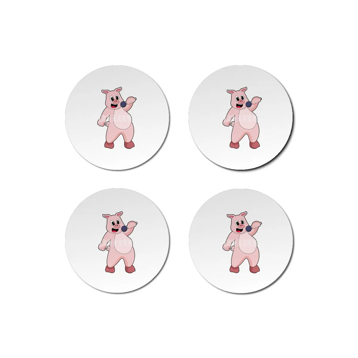 Pig at Singing with Microphone Bardak Altlığı