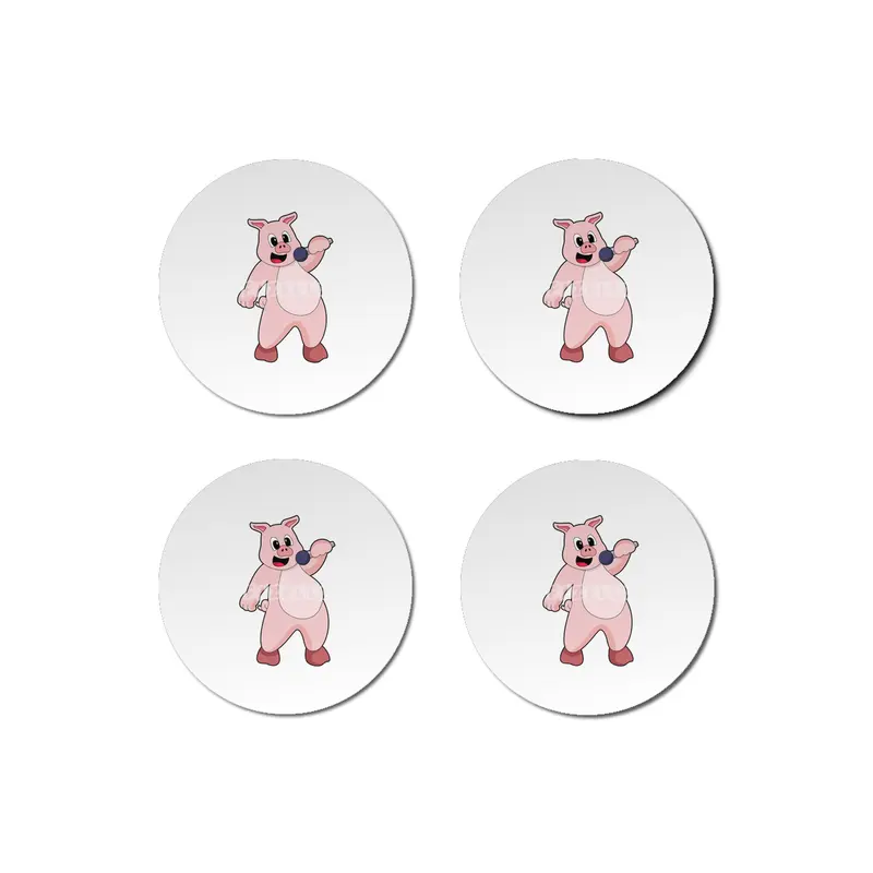 Pig at Singing with Microphone Bardak Altlığı