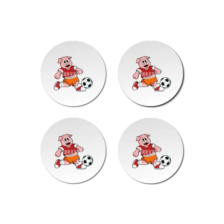 Pig at Sports with Soccer Bardak Altlığı