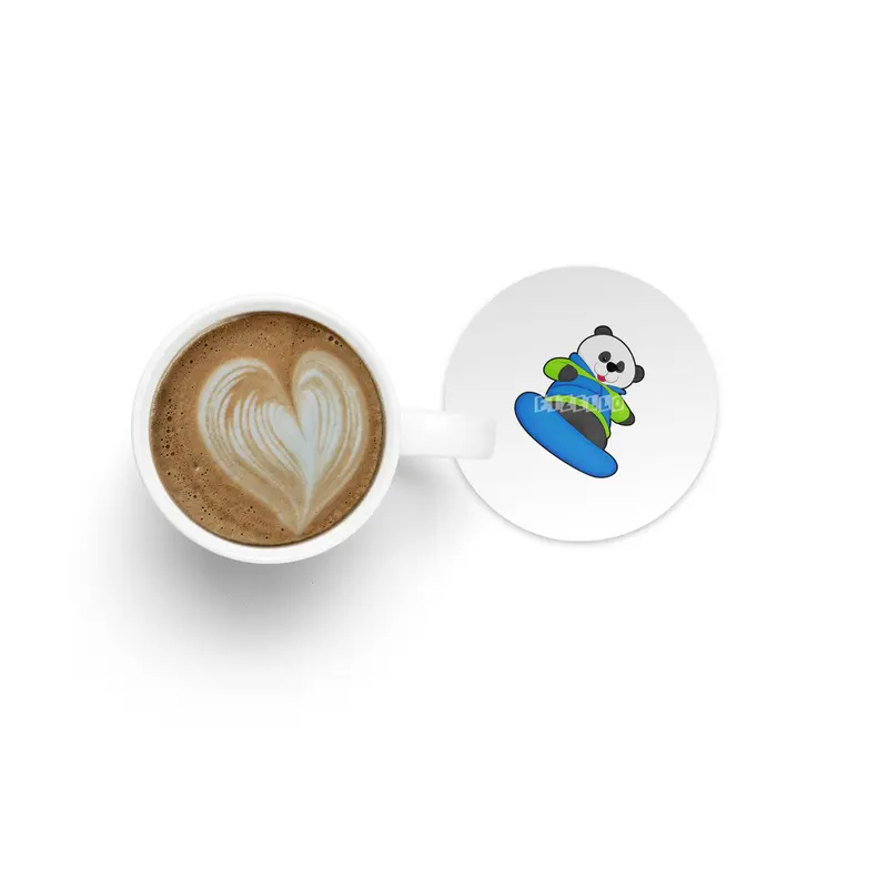 Panda as Snowboarder with Snowboard Bardak Altlığı