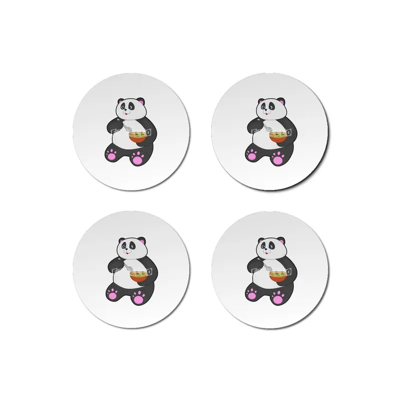 Panda at Eating with Spoon & Bowl Bardak Altlığı