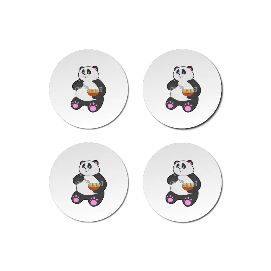 Panda at Eating with Spoon & Bowl Bardak Altlığı