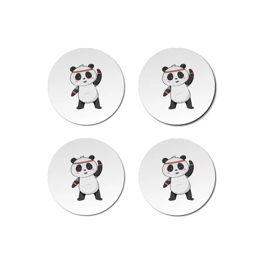 Panda at Fitness with Headband & Sweatband Bardak Altlığı