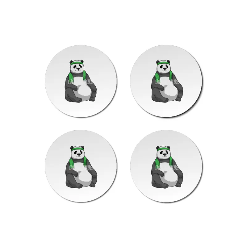 Panda at Fitness with Towel Bardak Altlığı