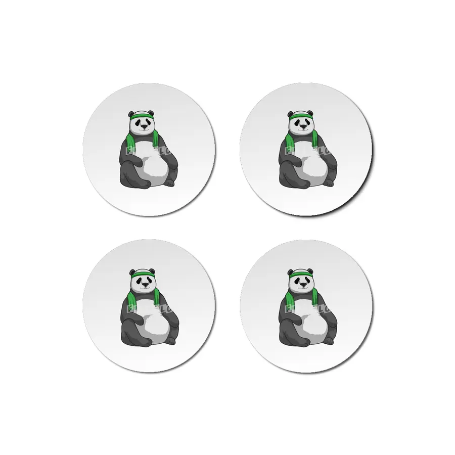 Panda at Fitness with Towel Bardak Altlığı