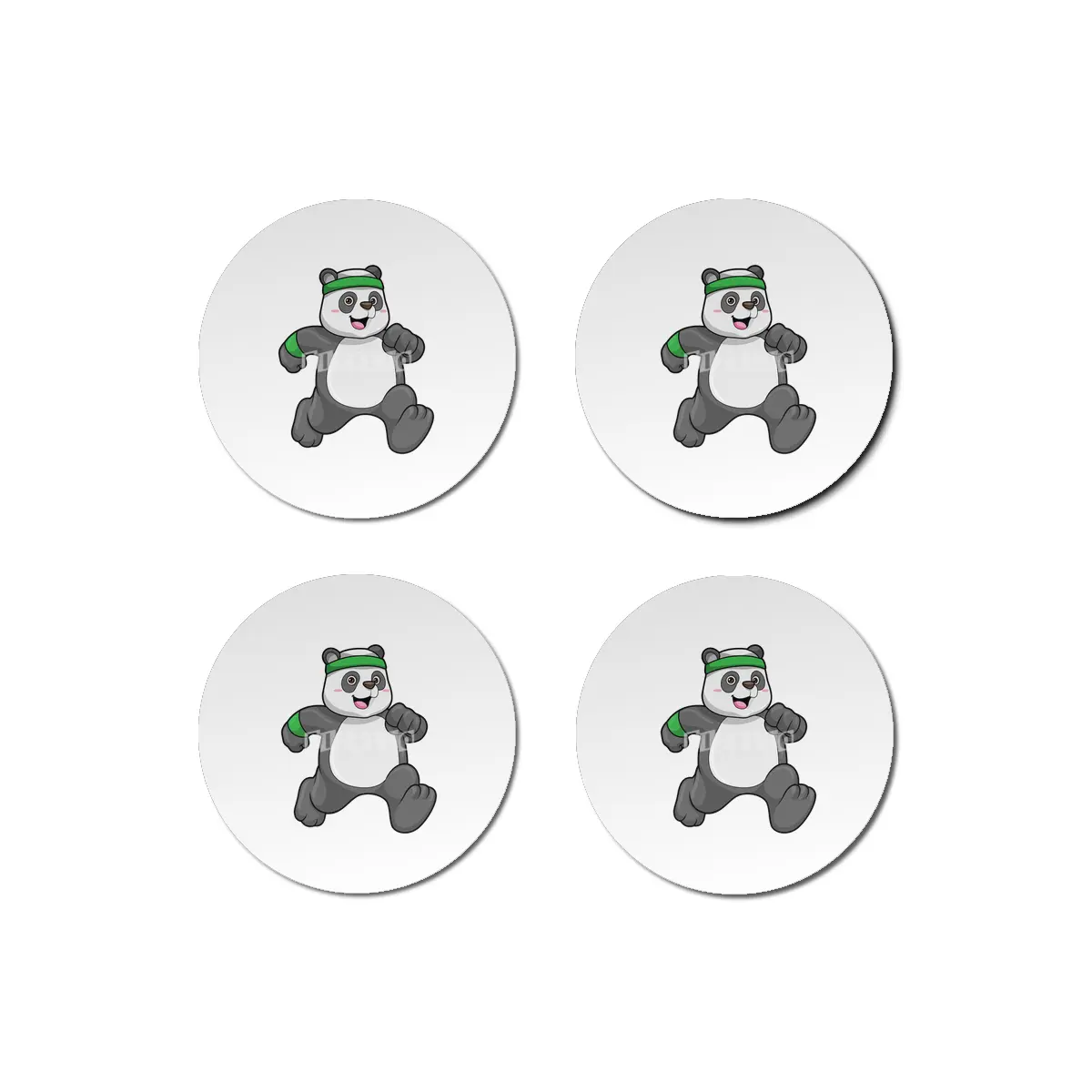 Panda at Jogging with Headband & Sweatband Bardak Altlığı