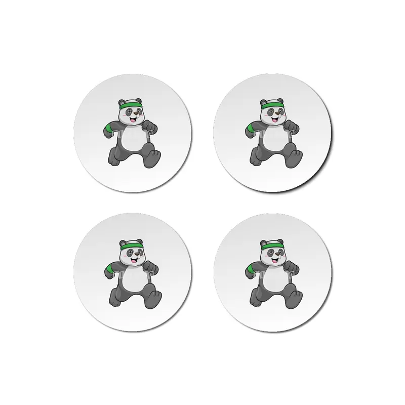 Panda at Jogging with Headband & Sweatband Bardak Altlığı