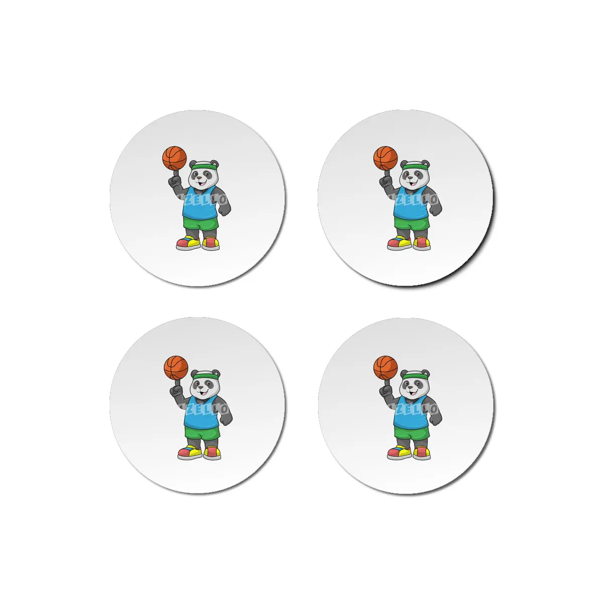 Panda at Sports with Basketball Bardak Altlığı