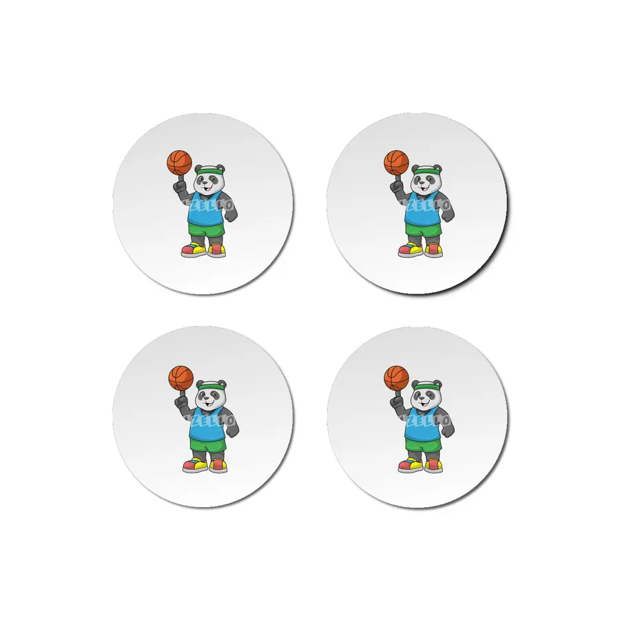 Panda at Sports with Basketball Bardak Altlığı