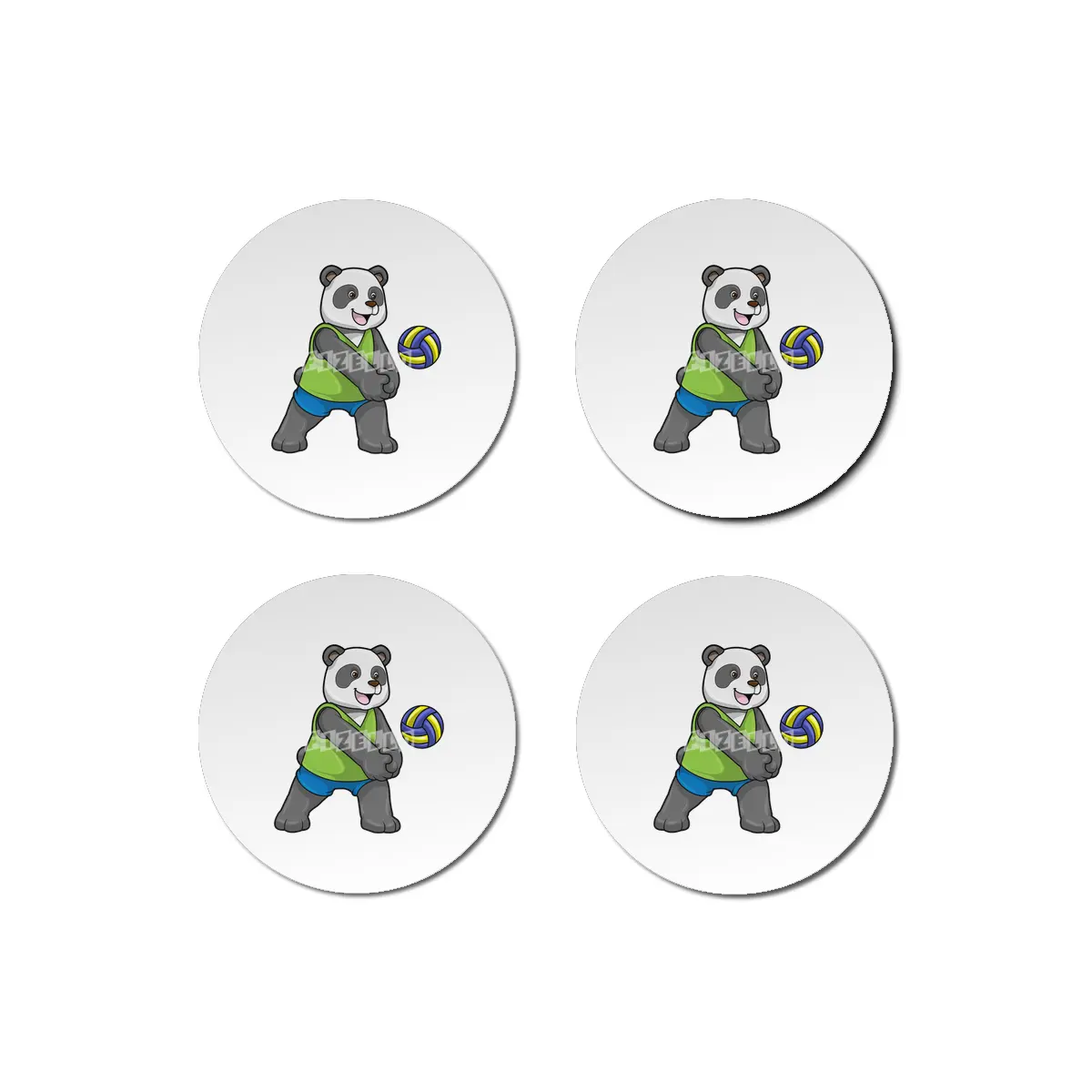 Panda at Sports with Volleyball Bardak Altlığı