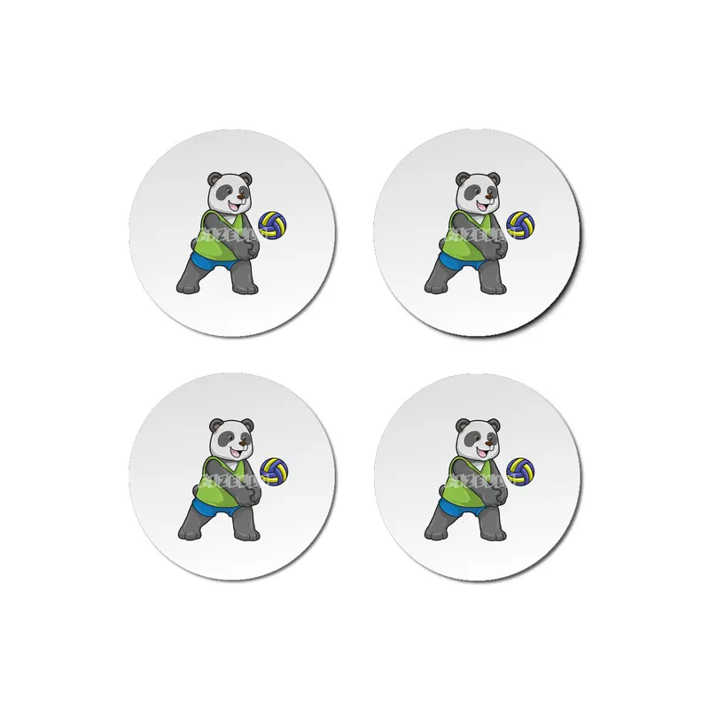 Panda at Sports with Volleyball Bardak Altlığı