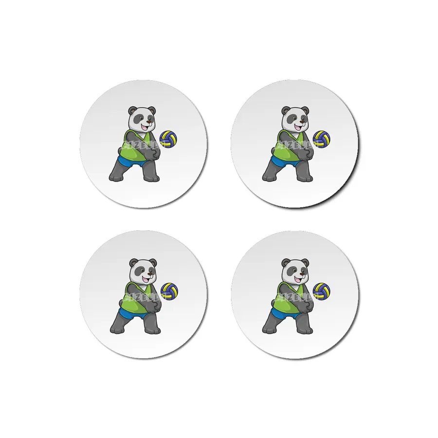 Panda at Sports with Volleyball Bardak Altlığı