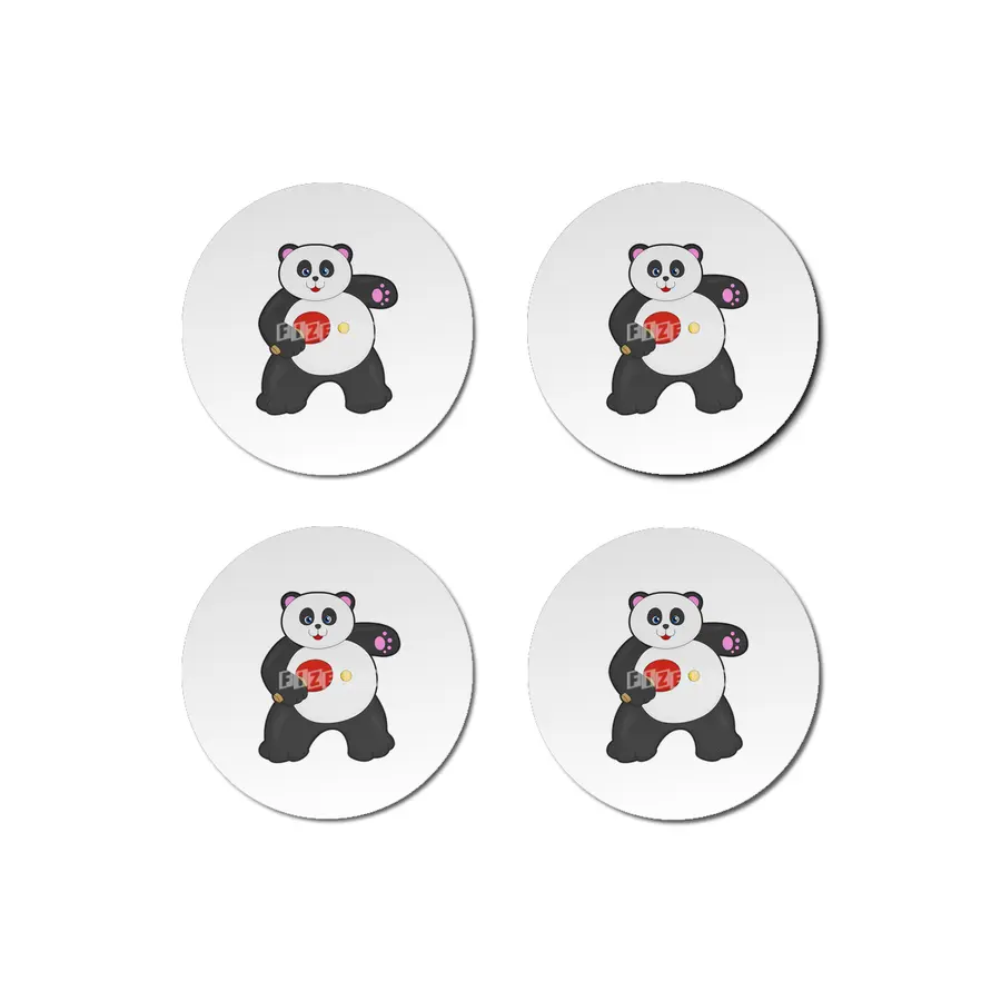 Panda at Table tennis with Table tennis racket Bardak Altlığı