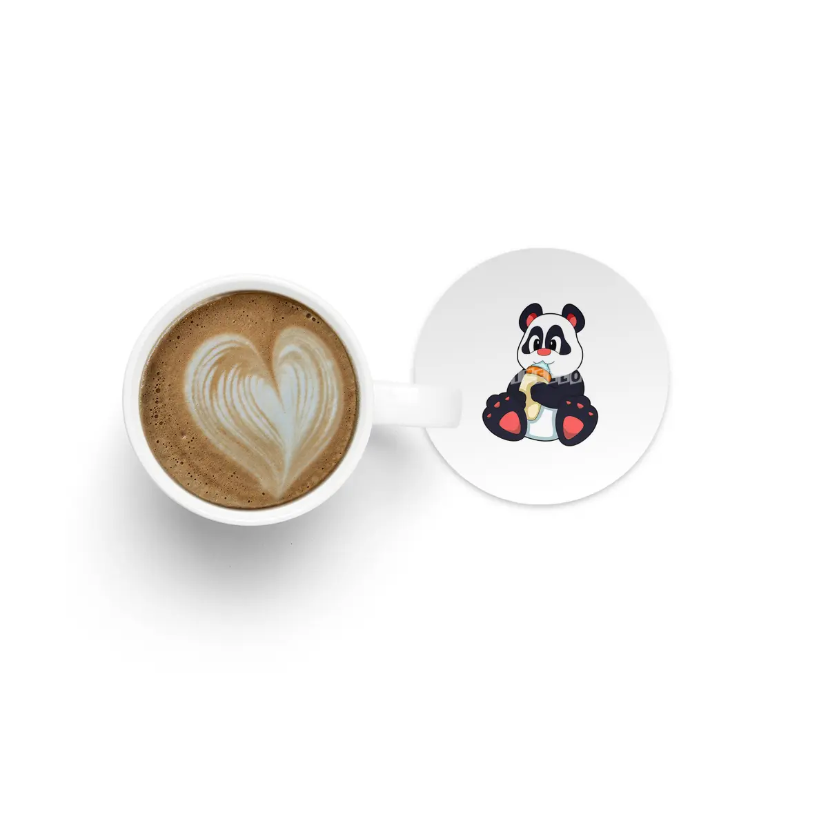 Panda with Baby bottle with Milk Bardak Altlığı