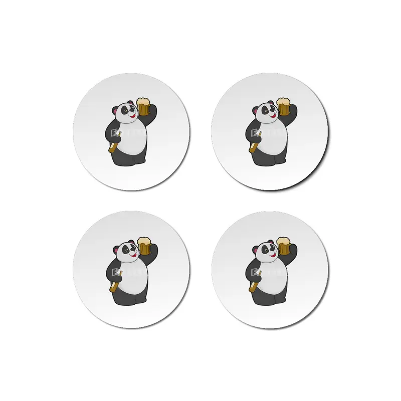 Panda with Beer bottle & Beer mug Bardak Altlığı