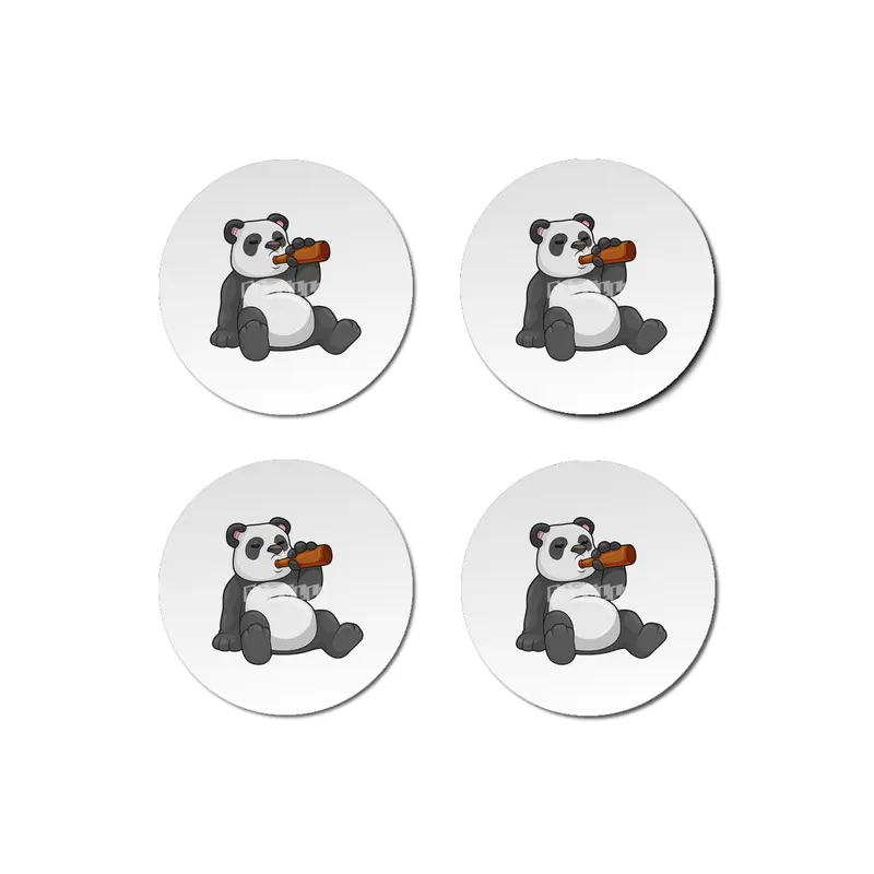 Panda with Bottle of Beer Bardak Altlığı
