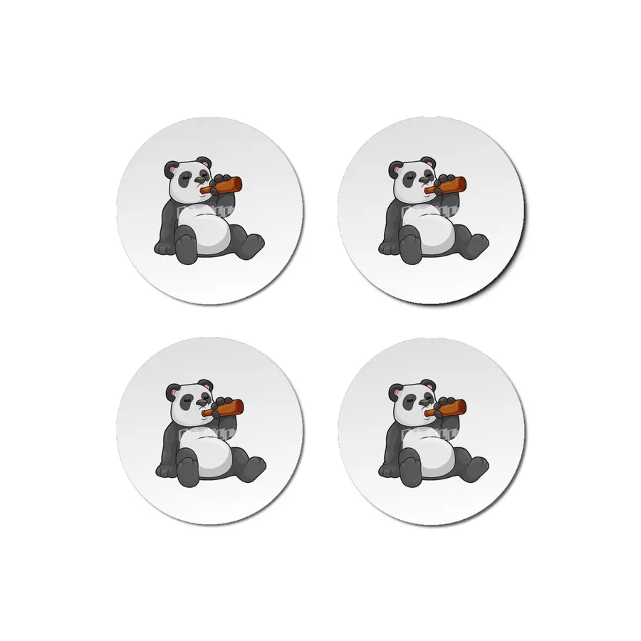 Panda with Bottle of Beer Bardak Altlığı