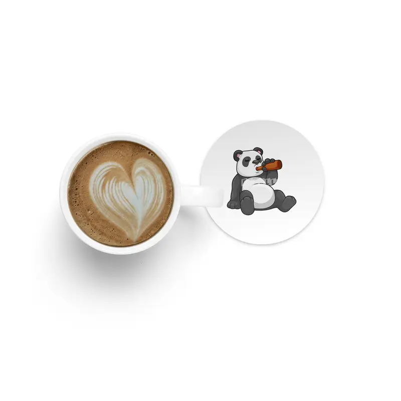 Panda with Bottle of Beer Bardak Altlığı