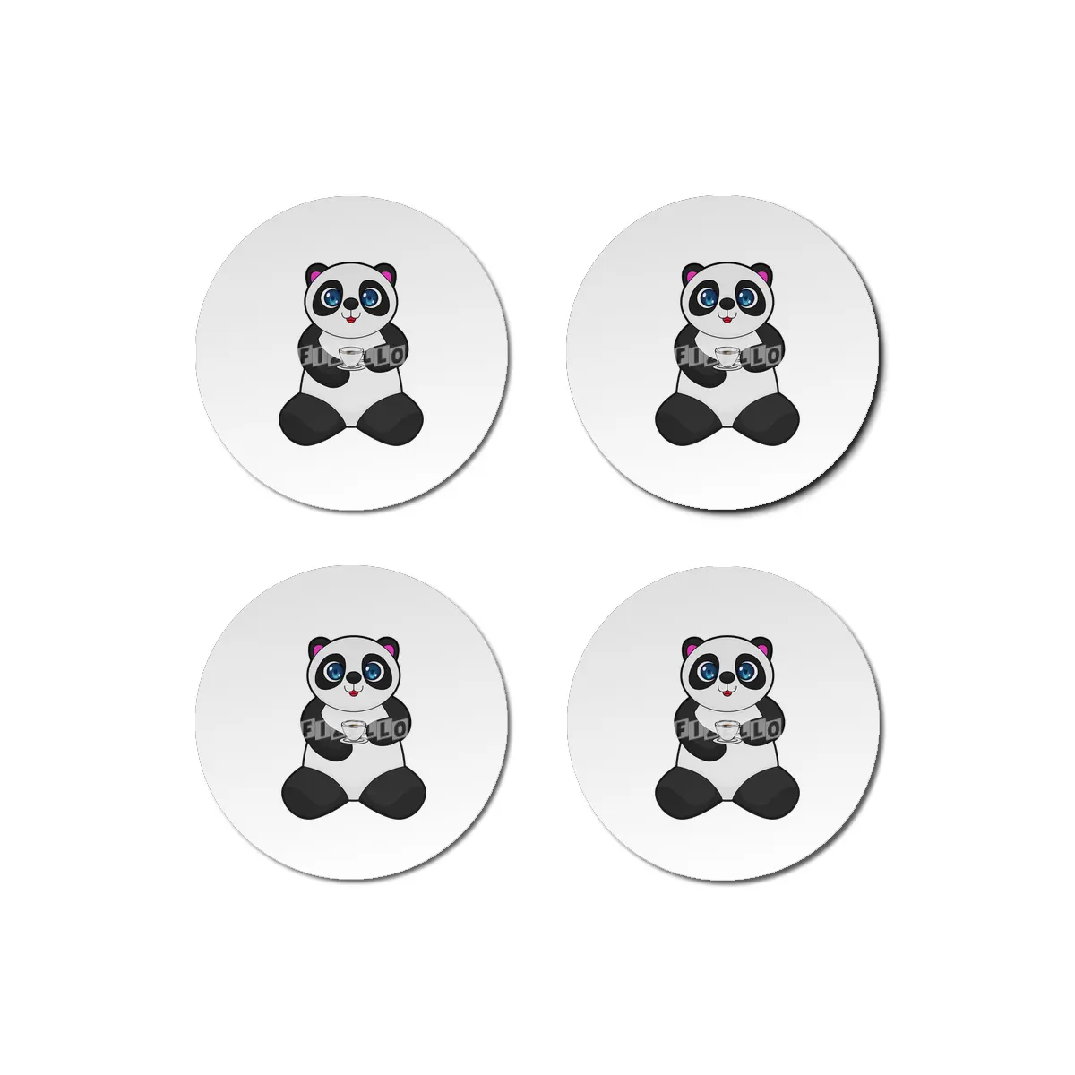 Panda with Cup of Coffee Bardak Altlığı