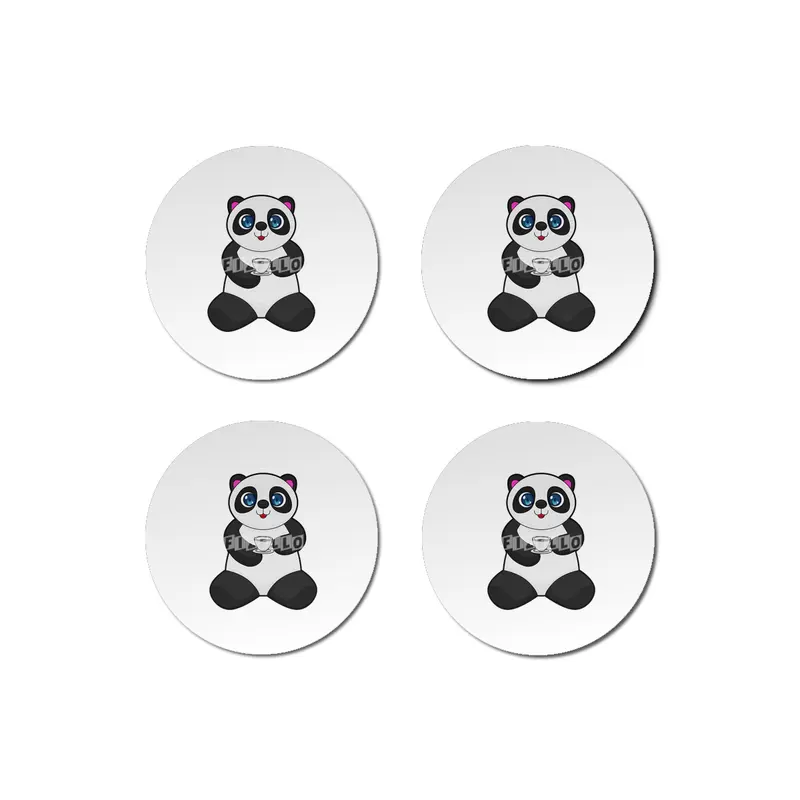 Panda with Cup of Coffee Bardak Altlığı