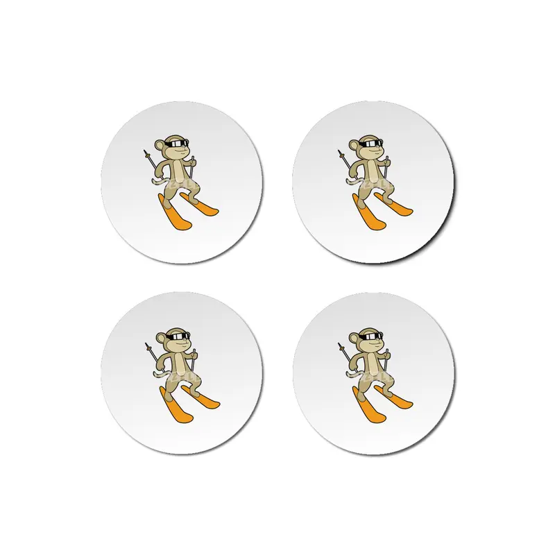 Monkey as Skier with Ski Bardak Altlığı