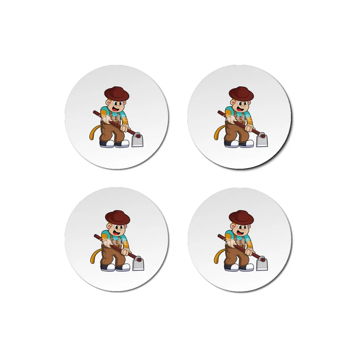 Monkey at Farmer with Rake Bardak Altlığı
