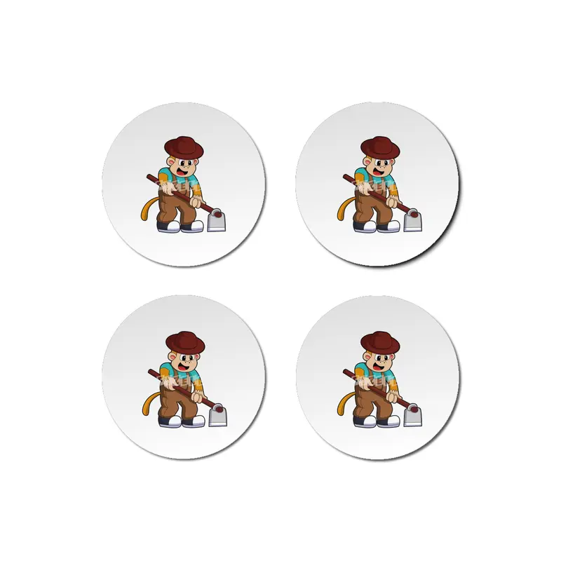 Monkey at Farmer with Rake Bardak Altlığı