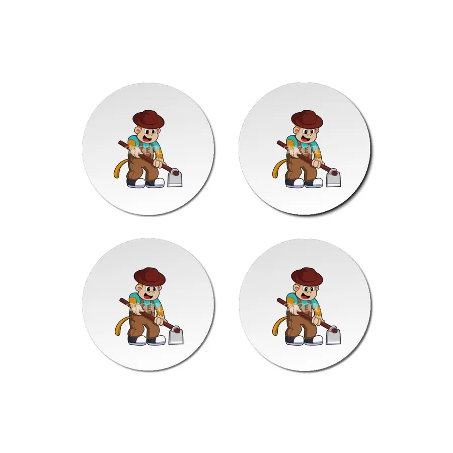 Monkey at Farmer with Rake Bardak Altlığı
