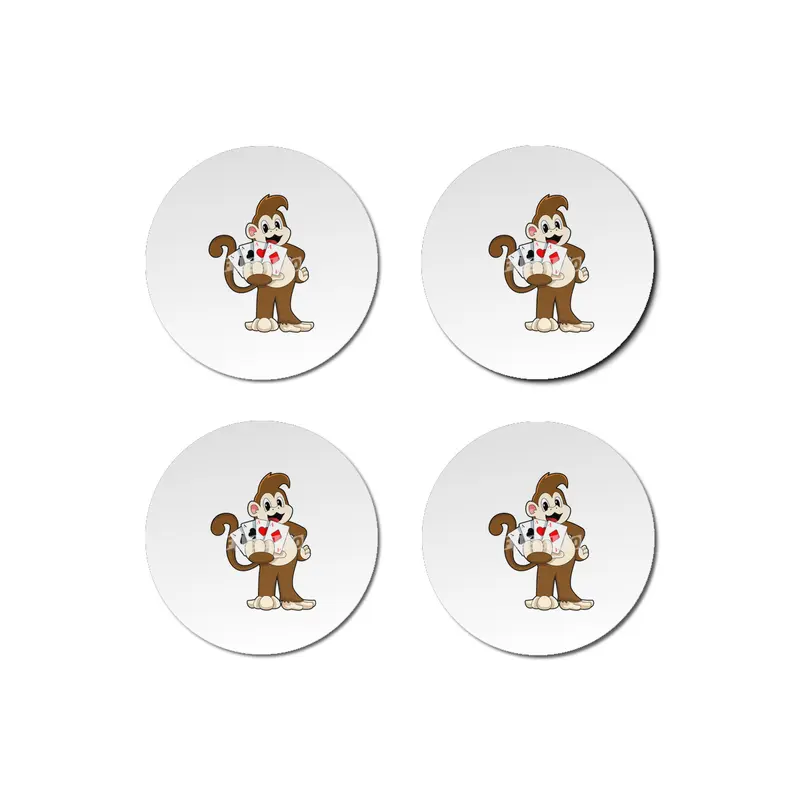 Monkey at Poker with Poker cards Bardak Altlığı