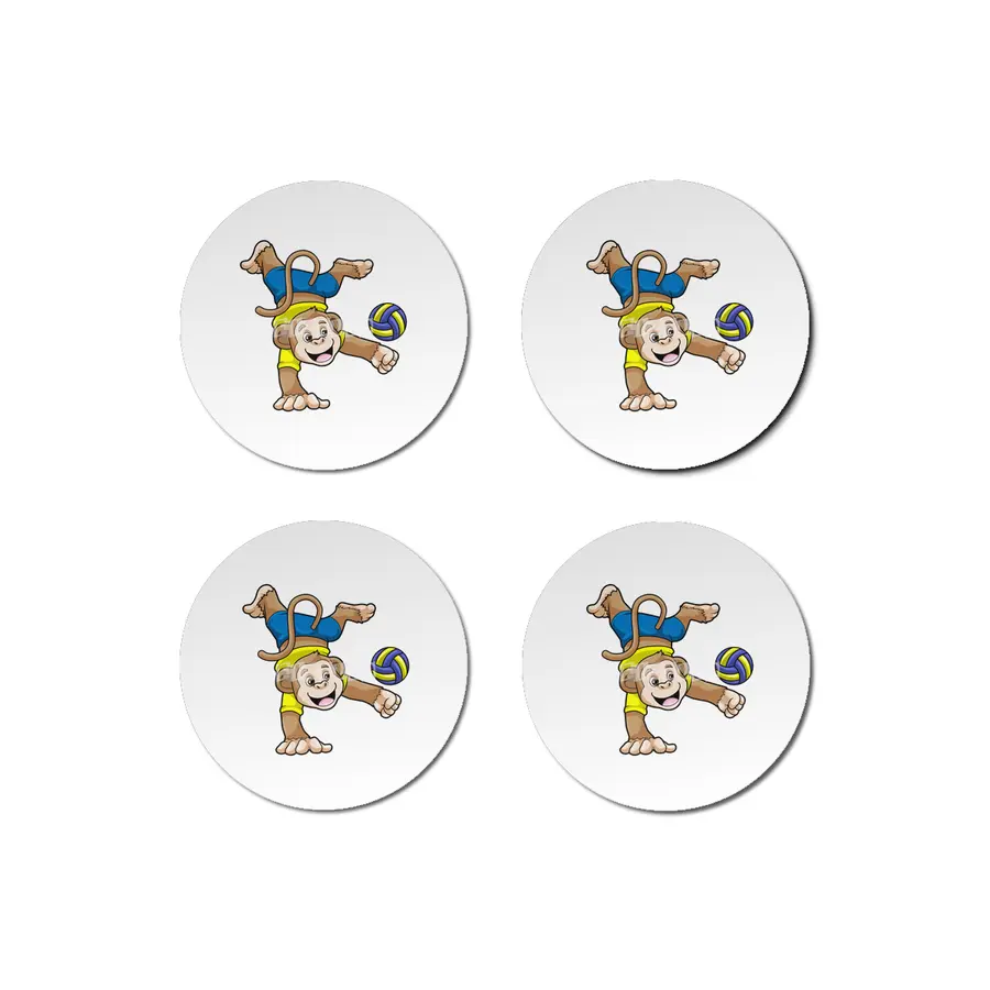 Monkey at Sports with Volleyball Bardak Altlığı