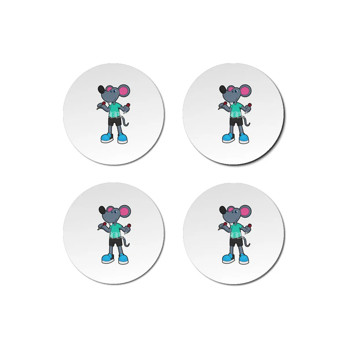 Mouse as Dart player with Darts Bardak Altlığı
