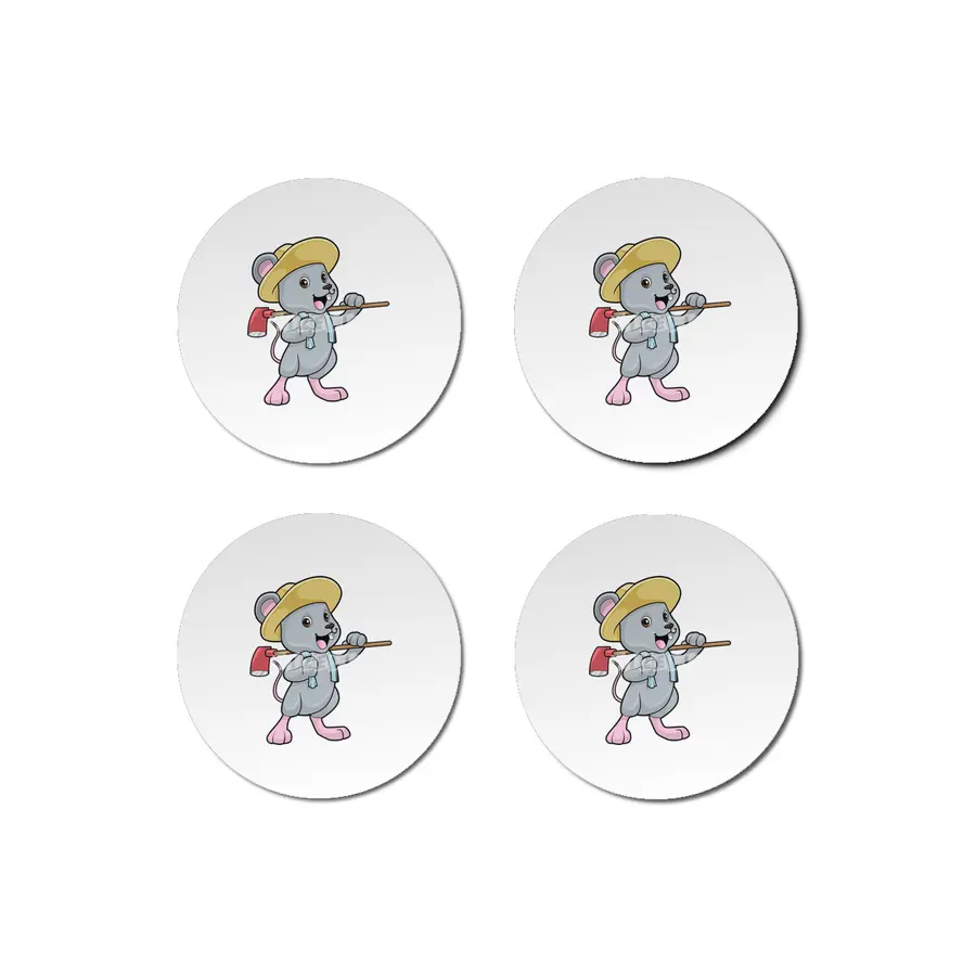 Mouse as Farmer with Axe & Hat Bardak Altlığı