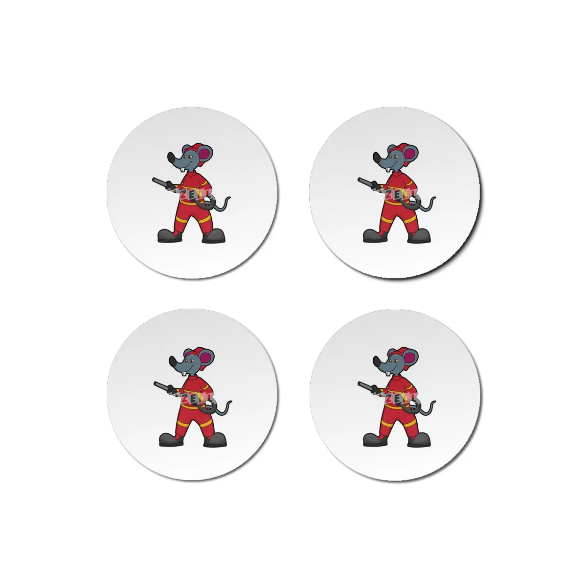 Mouse as Firefighter with Hose Bardak Altlığı